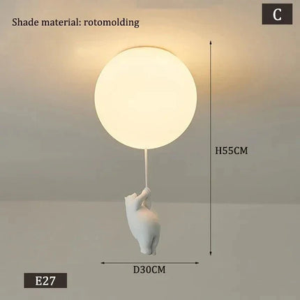 Lampe Enfant Suspension Ours Polaire LED en Résine Écologique pour Salon de Maternelle - Luminous Place