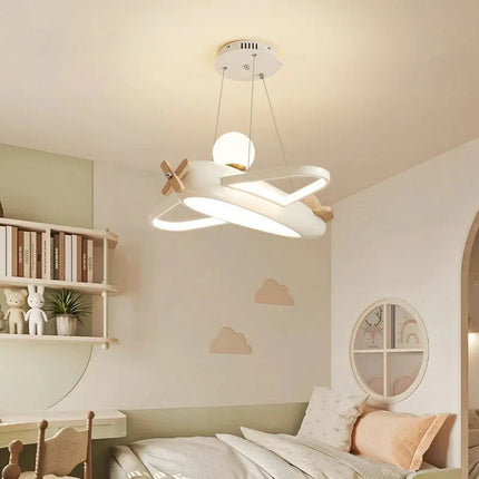 Lampe Enfant Plafonnier Avion Bleu Design Crème, Ambiance Douce - Luminous Place
