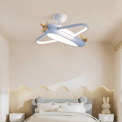 Lampe Enfant Plafonnier Avion Bleu Design Crème, Ambiance Douce - Luminous Place