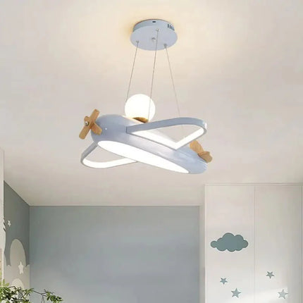 Lampe Enfant Plafonnier Avion Bleu Design Crème, Ambiance Douce - Luminous Place