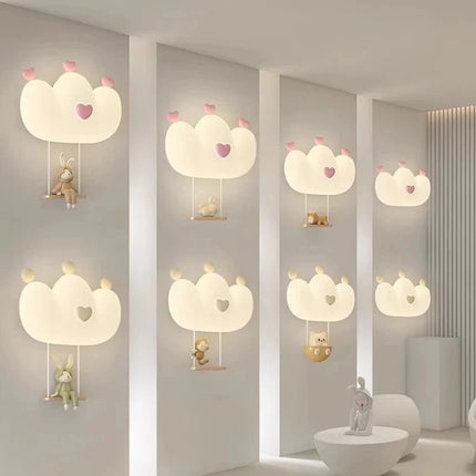 Lampe Enfant Applique Murale Couronne LED Rose Blanc, Lumière Chaude Ambiance Cosy - Luminous Place