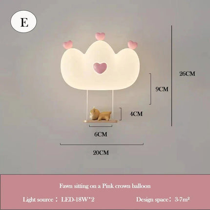 Lampe Enfant Applique Murale Couronne LED Rose Blanc, Lumière Chaude Ambiance Cosy - Luminous Place