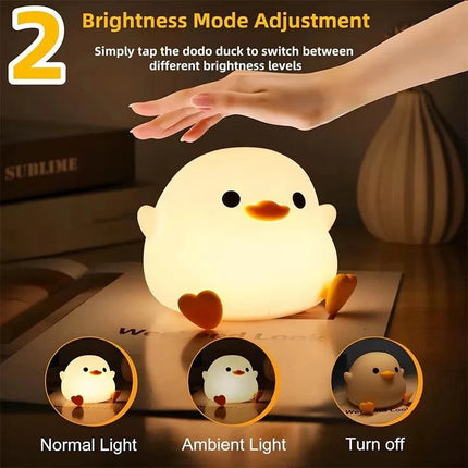 Lampe Enfant LED rechargeable en silicone forme canard, tactile et variable, lumière douce - Luminous Place