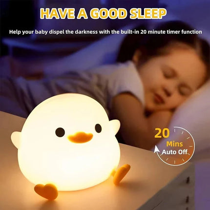 Lampe Enfant LED rechargeable en silicone forme canard, tactile et variable, lumière douce - Luminous Place