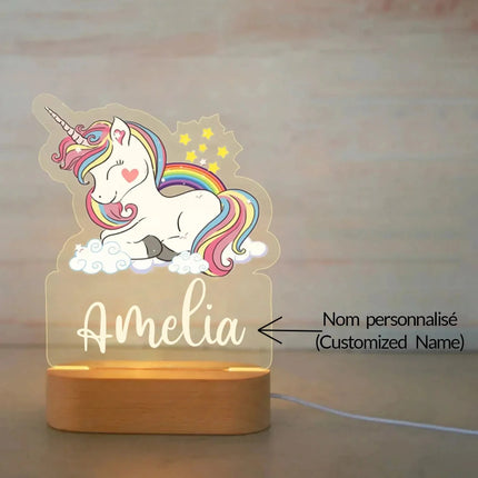 Lampe Enfant Veilleuse Animal en Acrylique Gravée, Lumière Douce Personnalisée - Luminous Place