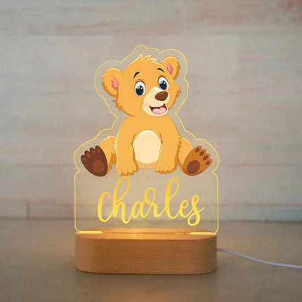 Lampe Enfant Veilleuse Animal en Acrylique Gravée, Lumière Douce Personnalisée - Luminous Place