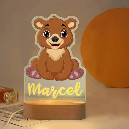 Lampe Enfant Veilleuse Animal en Acrylique Gravée, Lumière Douce Personnalisée - Luminous Place