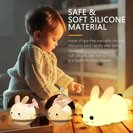 Lampe Enfant LED Silicone Rechargeable Lapin Veilleuse RGB Tactile - Luminous Place