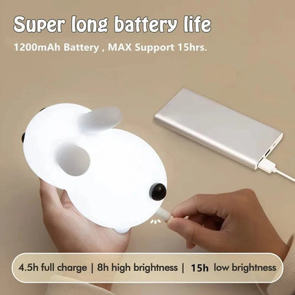 Lampe Enfant LED Silicone Rechargeable Lapin Veilleuse RGB Tactile - Luminous Place