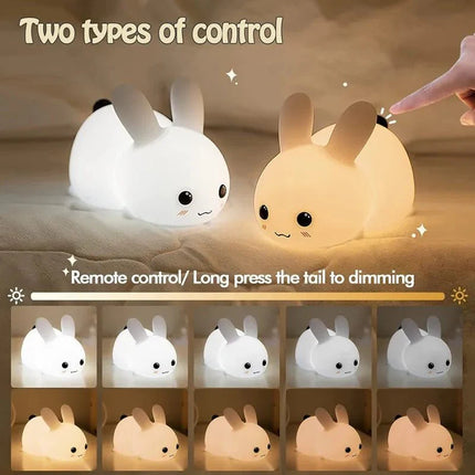 Lampe Enfant LED Silicone Rechargeable Lapin Veilleuse RGB Tactile - Luminous Place