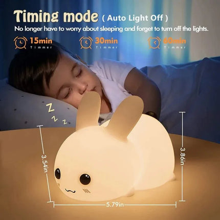 Lampe Enfant LED Silicone Rechargeable Lapin Veilleuse RGB Tactile - Luminous Place