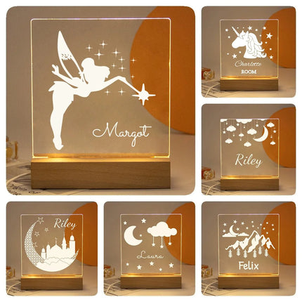 Lampe Enfant Veilleuse LED 3D Personnalisée USB en Cristal pour Chambre Cozy - Luminous Place