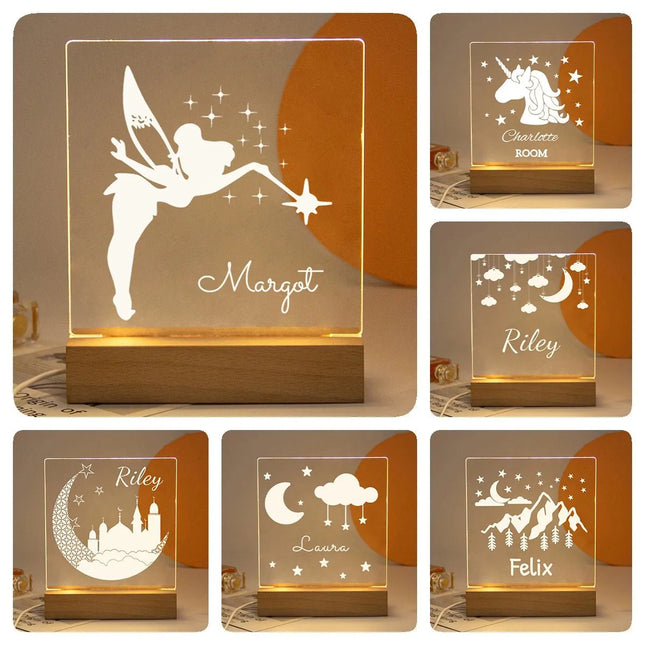 Lampe Enfant Veilleuse LED 3D Personnalisée USB en Cristal pour Chambre Cozy - Luminous Place