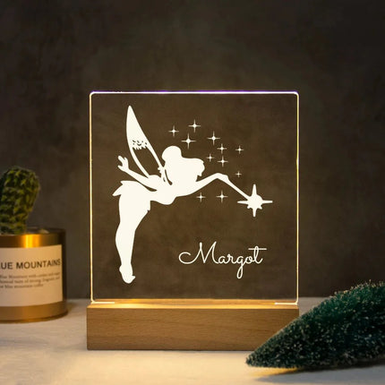 Lampe Enfant Veilleuse LED 3D Personnalisée USB en Cristal pour Chambre Cozy - Luminous Place