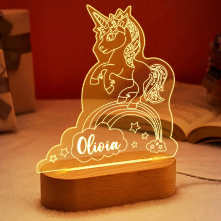 Lampe Enfant USB personnalisée en bois avec lumière LED douce pour chambre bébé - Luminous Place