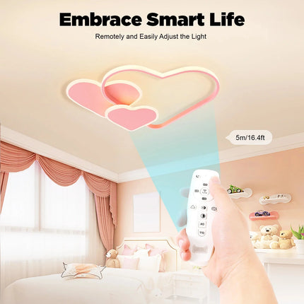 Lampe Enfant Plafonnier LED Coeur Rose 36W, Ambiance Chaleureuse - Luminous Place