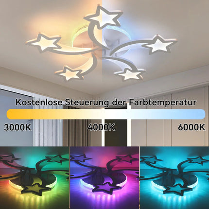 Lampe Enfant Plafonnier LED 54W Étoile Dimmable avec Lumière RVB - Luminous Place