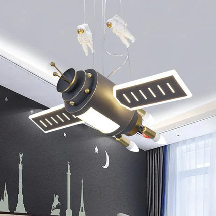 Lampe Enfant suspendue design nordique vaisseau spatial en métal, lumière douce non éblouissante - Luminous Place