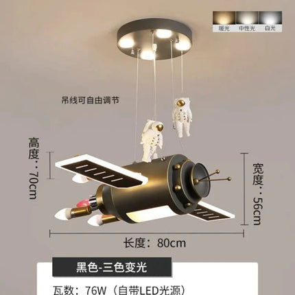 Lampe Enfant suspendue design nordique vaisseau spatial en métal, lumière douce non éblouissante - Luminous Place