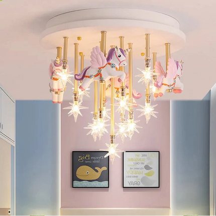 Lampe Enfant Plafonnier Carrousel Macaron LED, Ambiance Chaleureuse - Luminous Place