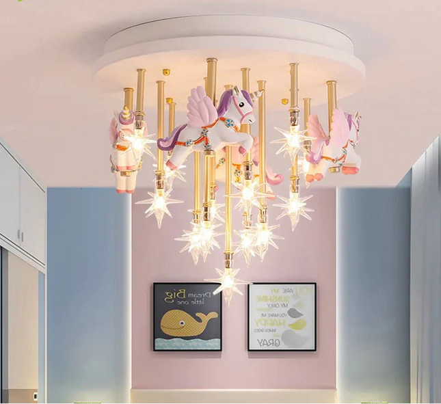 Lampe Enfant Plafonnier Carrousel Macaron LED, Ambiance Chaleureuse - Luminous Place