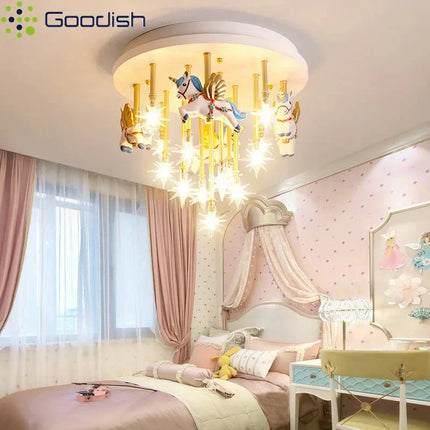Lampe Enfant Plafonnier Carrousel Macaron LED, Ambiance Chaleureuse - Luminous Place
