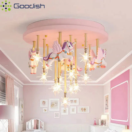 Lampe Enfant Plafonnier Carrousel Macaron LED, Ambiance Chaleureuse - Luminous Place
