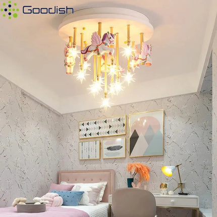 Lampe Enfant Plafonnier Carrousel Macaron LED, Ambiance Chaleureuse - Luminous Place