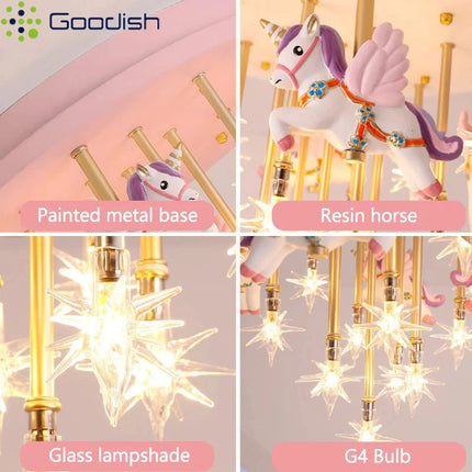 Lampe Enfant Plafonnier Carrousel Macaron LED, Ambiance Chaleureuse - Luminous Place