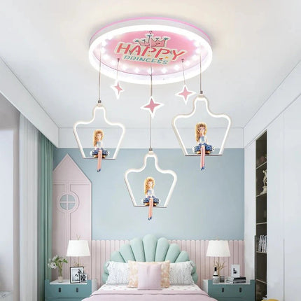 Lampe Enfant Plafonnier LED Nordique en Bois et Ferronnerie, Lumière Chaude Cosy - Luminous Place