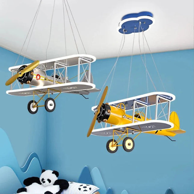 Lampe Enfant Suspension Nordique LED Avion Métal pour Chambre - Luminous Place