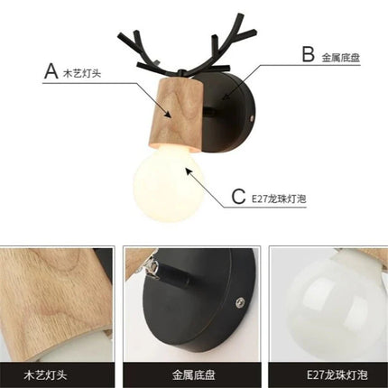 Lampe Enfant Applique Murale LED Bois Macaron Nordique pour Chambre - Luminous Place