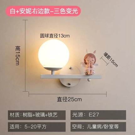 Lampe Enfant Applique Murale en Résine avec Boule de Verre Lapin, Design Nordique Élégant - Luminous Place