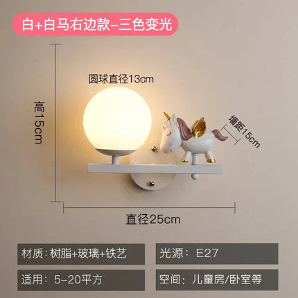 Lampe Enfant Applique Murale en Résine avec Boule de Verre Lapin, Design Nordique Élégant - Luminous Place