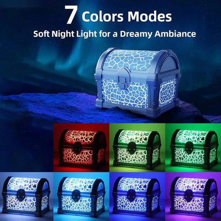 Lampe Enfant Projecteur Galaxie Coffre au Trésor avec Veilleuse Bluetooth et Minuterie - Luminous Place