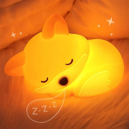 Lampe Enfant Veilleuse Renard en Silicone Souple à Lumière Chaude Rechargeable - Luminous Place