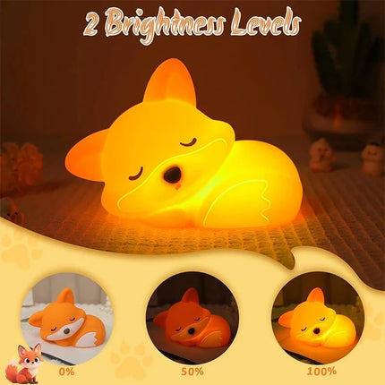 Lampe Enfant Veilleuse Renard en Silicone Souple à Lumière Chaude Rechargeable - Luminous Place