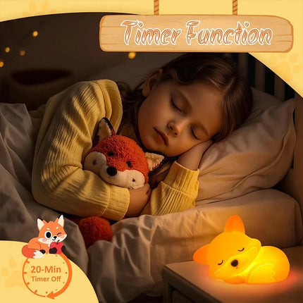 Lampe Enfant Veilleuse Renard en Silicone Souple à Lumière Chaude Rechargeable - Luminous Place