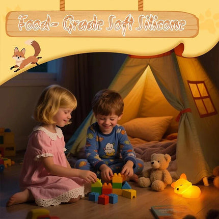 Lampe Enfant Veilleuse Renard en Silicone Souple à Lumière Chaude Rechargeable - Luminous Place