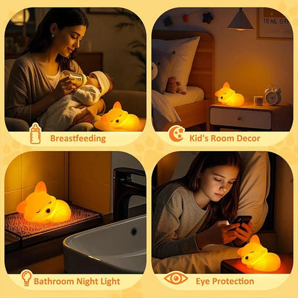 Lampe Enfant Veilleuse Renard en Silicone Souple à Lumière Chaude Rechargeable - Luminous Place