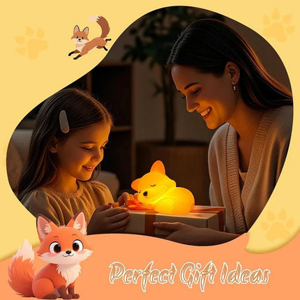 Lampe Enfant Veilleuse Renard en Silicone Souple à Lumière Chaude Rechargeable - Luminous Place