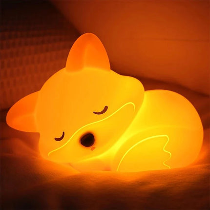 Lampe Enfant Veilleuse Renard en Silicone Souple à Lumière Chaude Rechargeable - Luminous Place