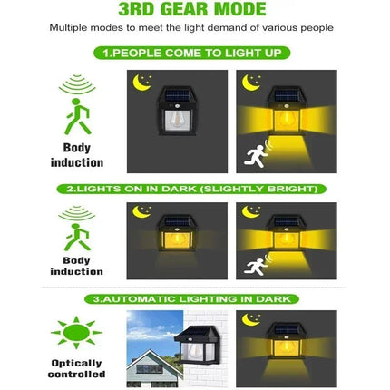 Luminaire Extérieur Applique Solaire Tungstène IP65 avec Capteur de Mouvement 3 Modes - Luminous Place
