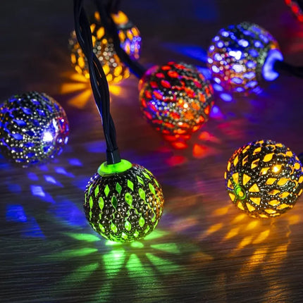 Luminaire Extérieur Boule Marocaine Solaire 20 LED Blanc Chaud IP65 - Luminous Place