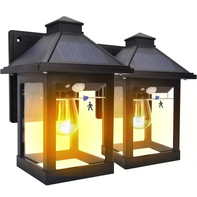 Luminaire Extérieur LED solaire avec détecteur, lumière chaude 3 modes, lot de 2 - Luminous Place