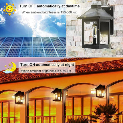 Luminaire Extérieur LED solaire avec détecteur, lumière chaude 3 modes, lot de 2 - Luminous Place