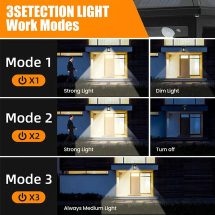 Luminaire Extérieur LED solaire avec détecteur, lumière chaude 3 modes, lot de 2 - Luminous Place