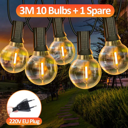 Luminaire Extérieur Guirlande LED Globe G40 IP65, lumière chaude pour balcon et fête - Luminous Place