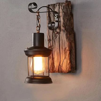 Luminaire Extérieur Applique Murale Industrielle Bois et Métal Rustique pour Bar et Loft - Luminous Place