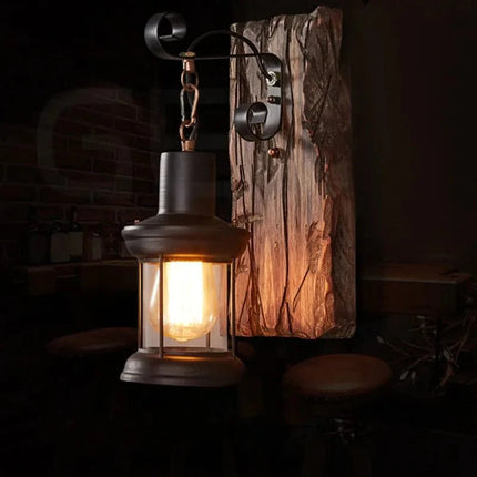 Luminaire Extérieur Applique Murale Industrielle Bois et Métal Rustique pour Bar et Loft - Luminous Place